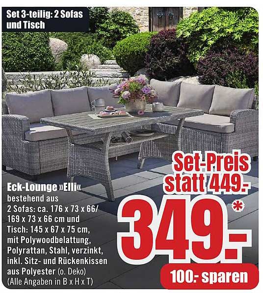 Set 3-teilig: 2 Sofas und Tisch