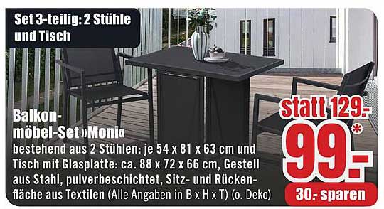 Set 3-teilig: 2 Stühle und Tisch