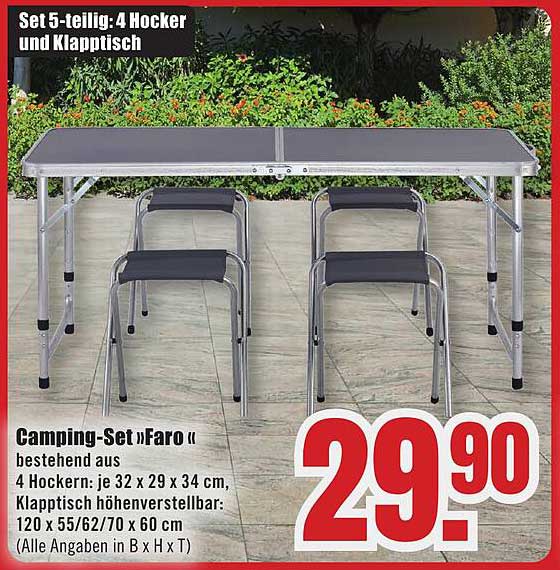 Set 5-teilig: 4 Hocker und Klapptisch Camping-Set »Faro«