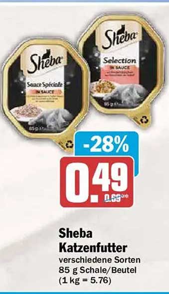 Sheba Katzenfutter verschiedene Sorten 85 g Schale/Beutel (1 kg = 5.76)