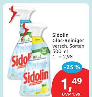 Sidolin Glas-Reiniger versch. Sorten 500 ml 1 l = 2,98