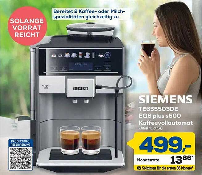 SIEMENS TE655503DE EQ6 plus s500 Kaffeevollautomat