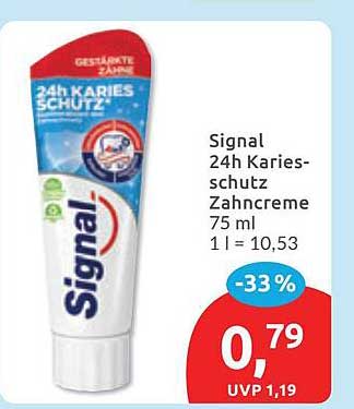Signal 24h Kariesschutz Zahncreme 75 ml 1 l = 10,53