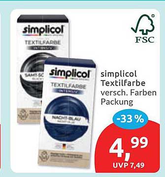 simplicol Textilfarbe versch. Farben Packung