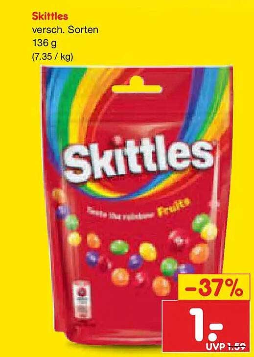Skittles versch. Sorten 136 g (7.35 / kg)
