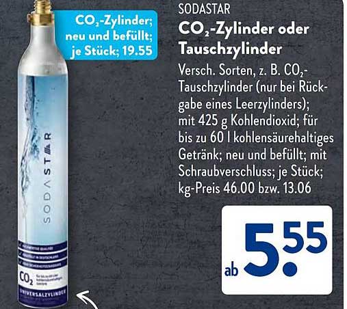 SODASTAR CO₂-Zylinder oder Tauschzylinder