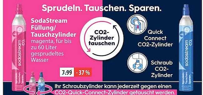 Sodastream Füllung/ Tauschzylinder magenta, für bis zu 60 Liter gesprudeltes Wasser