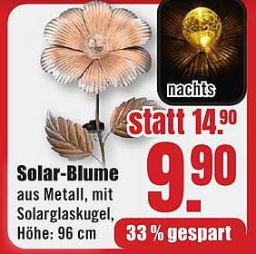 Solar-Blume aus Metall, mit Solarglasugel, Höhe: 96 cm