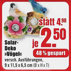 Solar-Deko „Vögel“ versch. Ausführungen, 9 x 11,5 x 6,5 cm (B x H x T)