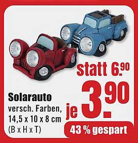 Solarauto versch. Farben, 14,5 x 10 x 8 cm (B x H x T)