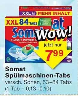 Somat Spülmaschinen-Tabs versch. Sorten, 63-84 Tabs (1 Tab = 0,13-0,10)