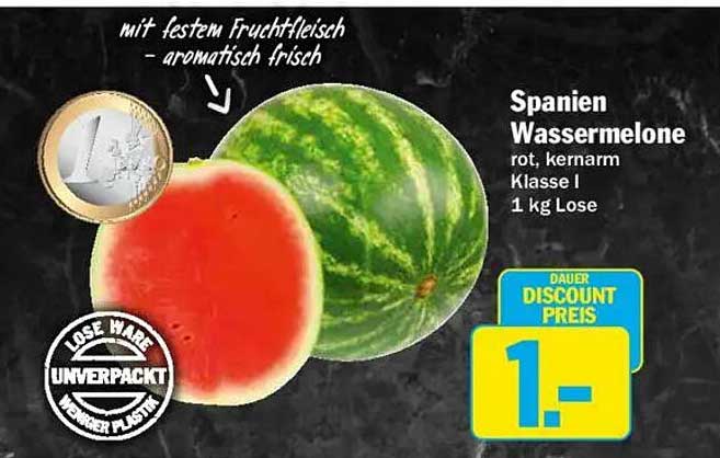 Spanien Wassermelone rot, kernarm Klasse I 1 kg Lose
