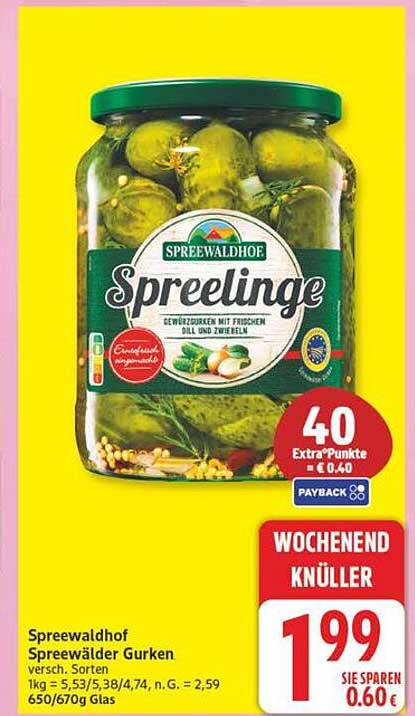 Spreewaldhof Spreewälder Gurken versch. Sorten 650/670g Glas