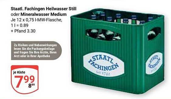 Staatl. Fachingen Heilwasser Still oder Mineralwasser Medium