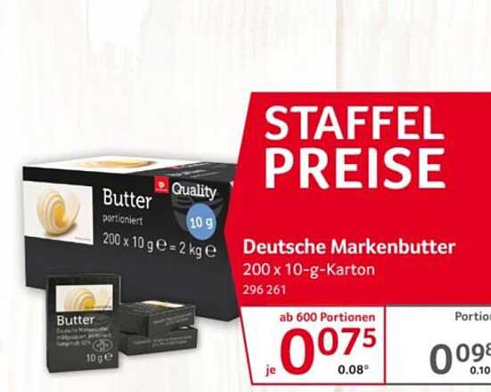 STAFFEL PREISE Deutsche Markenbutter 200 x 10-g-Karton