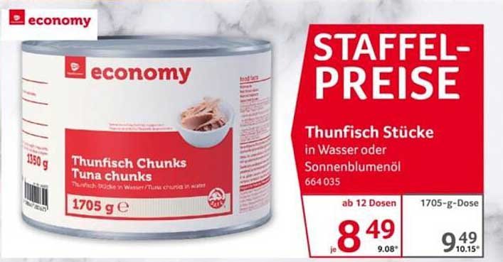 STAFFEL-PREISE Thunfisch Stücke in Wasser oder Sonnenblumenöl