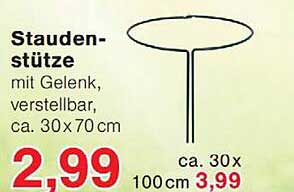 Staudenstütze mit Gelenk, verstellbar, ca. 30x70cm
