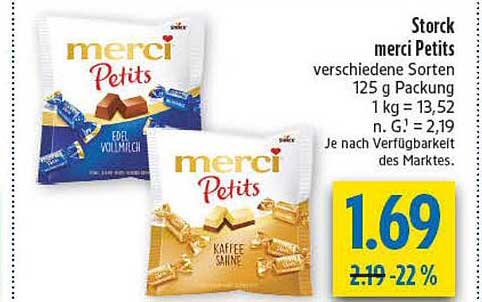 Storck merci Petits verschiedene Sorten 125 g Packung