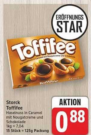 Storck Toffifee Haselnuss in Caramel mit Nougatcreme und Schokolade 1kg = 7,04 15 Stück = 125g Packung