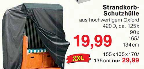 Strandkorb-Schutzhuelle aus hochwertigem Oxford 420D, ca. 125x90x165/134 cm