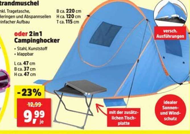 Strandmuschel oder 2in1 Campinghocker