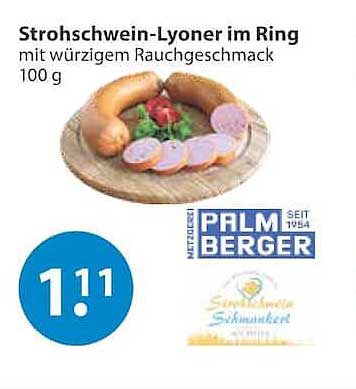 Strohschwein-Lyoner im Ring mit würzigem Rauchgeschmack 100 g