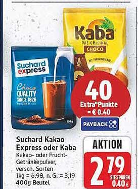 Suchard Kakao Express oder Kaba Kakaoo- oder Frucht- Getränkepulver, vers. Sorten, 400g Beutel
