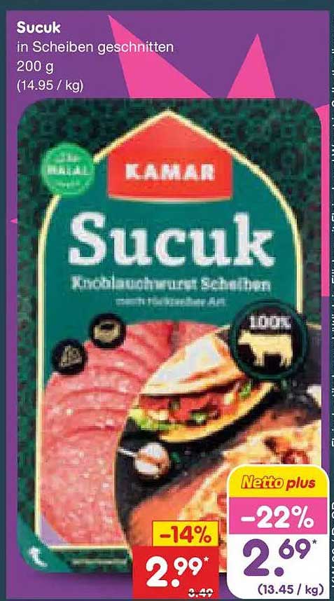 Sucuk in Scheiben geschnitten 200 g (14.95 / kg)