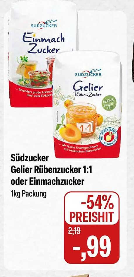 Südzucker Gelier Rübenzucker 1:1 oder Einmachzucker 1kg Packung