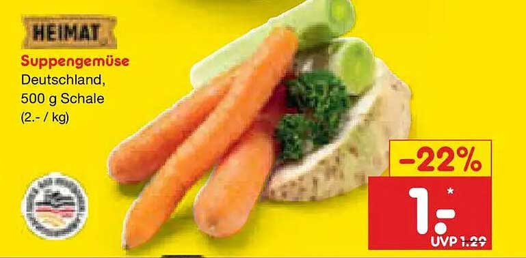 Suppengemüse Deutschland, 500 g Schale (2.- / kg)