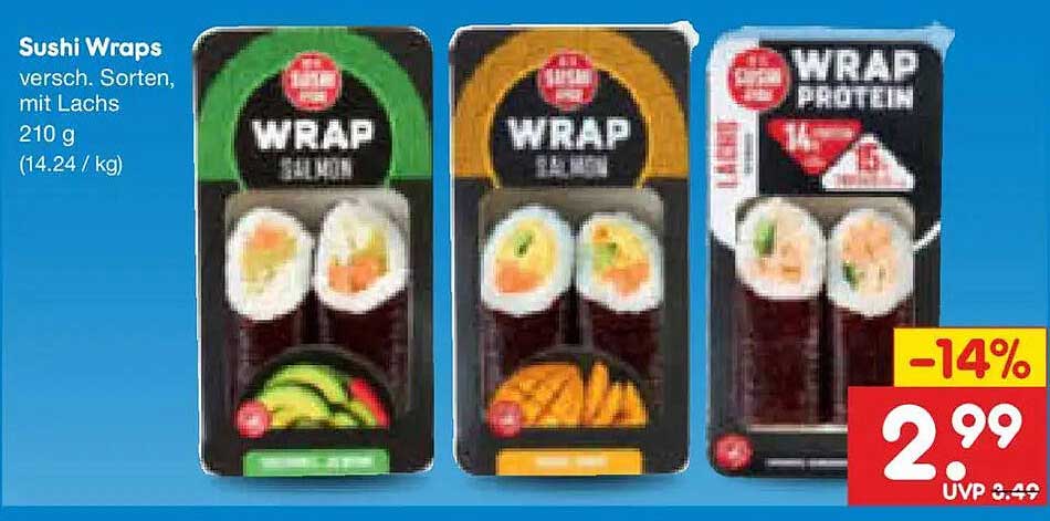 Sushi Wraps versch. Sorten, mit Lachs 210 g (14.24 / kg)