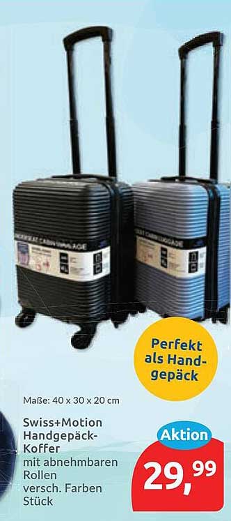 Swiss+Motion Handgepäck-Koffer mit abnehmbarem Rollen versch. Farben Stück