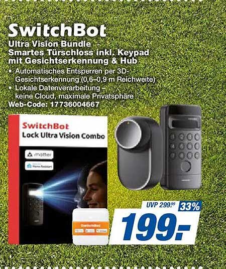 SwitchBot Ultra Vision Bundle Smarte Türschloss inkl. Keypad mit Gesichtserkennung & Hub