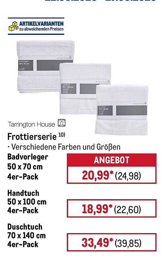 Tarrington House Frottierserie - Verschiedene Farben und Größen Badvorleger 50 x 70 cm 4er-Pack