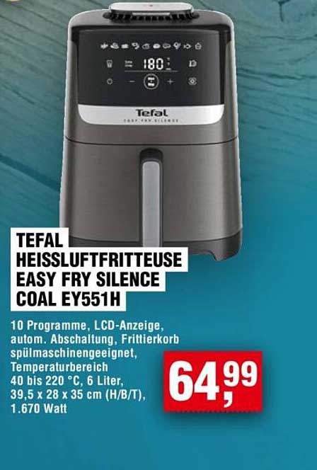 TEFAL HEISSLUFTFRITTEUSE EASY FRY SILENCE COAL EY551H