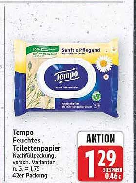 Tempo Feuchtes Toilettenpapier Nachfüllpackung, versch. Varianten n. G. = 1,75 42er Packung