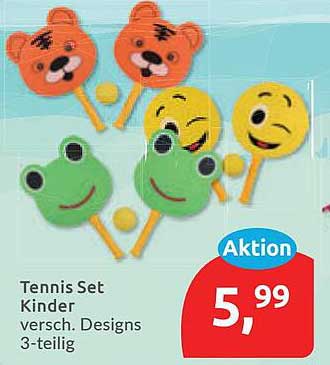 Tennis Set Kinder versch. Designs 3-teilig