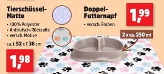 Tierschüssel-Matte Doppelfutternapf