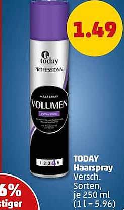 TODAY Haarspray Versch. Sorten, je 250 ml (1 l = 5,96)