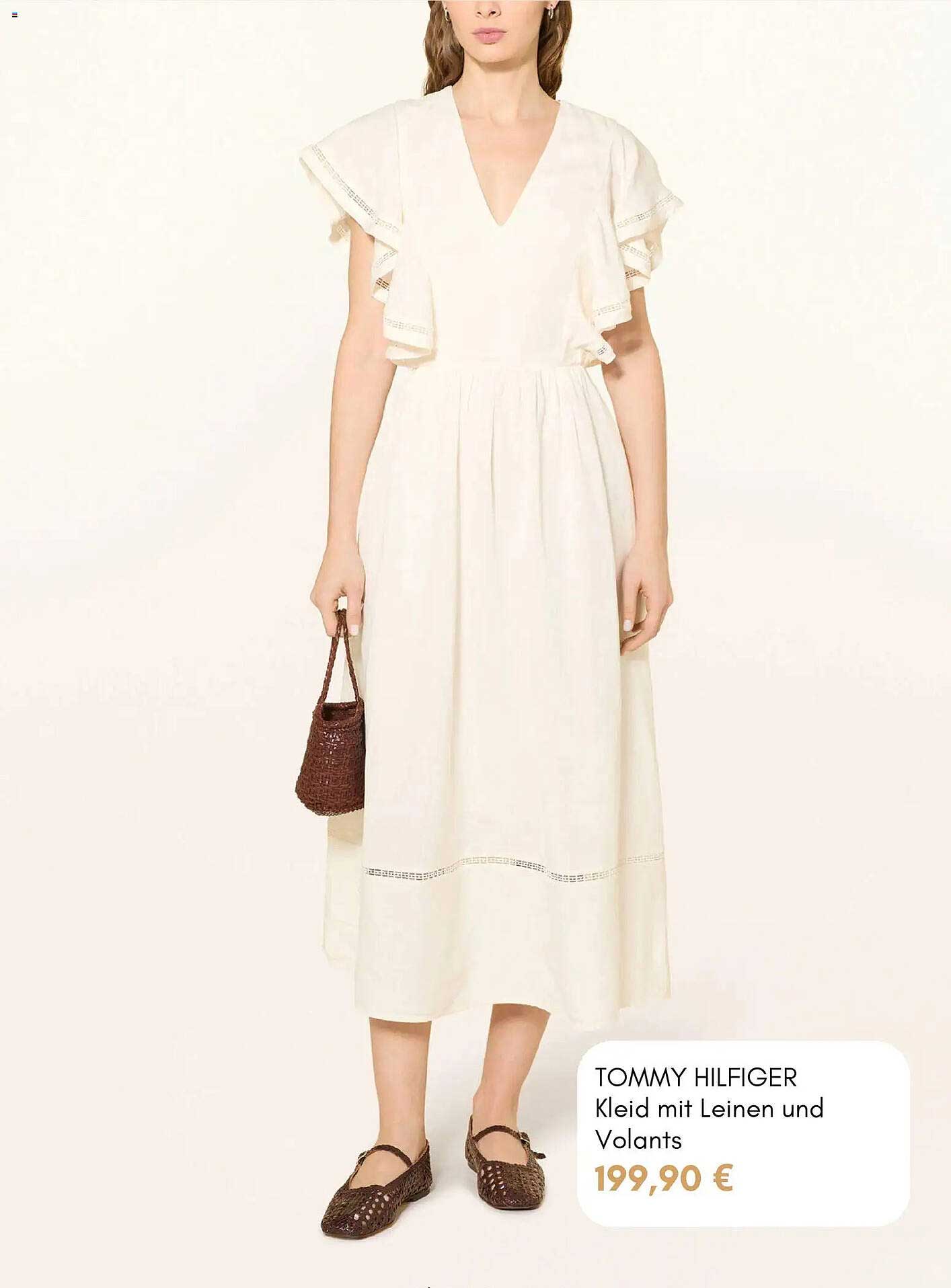 TOMMY HILFIGER Kleid mit Leinen und Volants