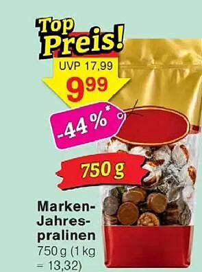 Top Preis! Marken-Jahrespralinen 750 g