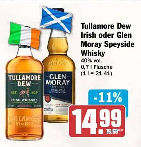 Tullamore Dew Irish oder Glen Moray Speyside Whisky