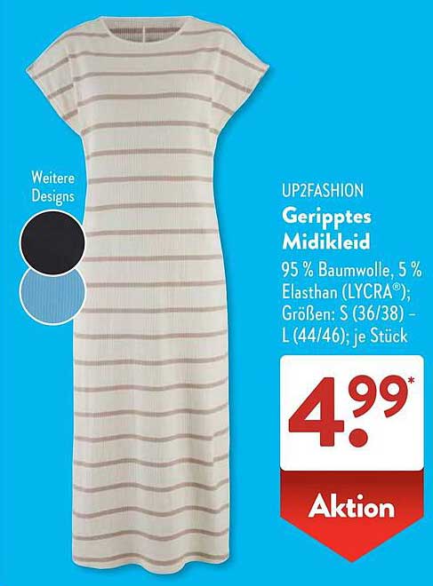 UP2FASHION Geripptes Midikleid