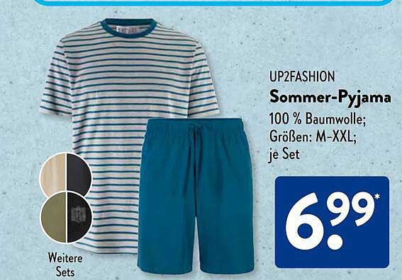 UP2FASHION Sommer-Pyjama 100 % Baumwolle; Größen: M-XXL; je Set