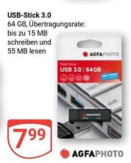 USB-Stick 3.0 64 GB, Übertragungsrate: bis zu 15 MB schreiben und 55 MB lesen