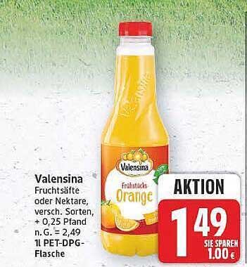 Valensina Fruchtsäfte oder Nektare, versch. Sorten, + 0,25 Pfand n. G. = 2,49 l PET-DPG-Flasche