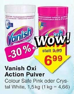 Vanish Oxi Action Pulver Colour Safe Pink oder Crystal White, 1,5 kg (1 kg = 4,66)