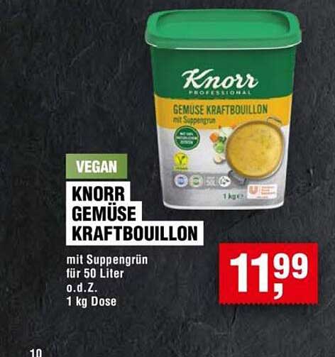VEGAN KNORR GEMÜSE KRAFTBOUILLON mit Suppengrün für 50 Liter o.d.Z. 1 kg Dose