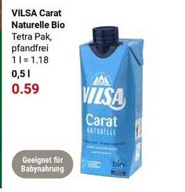 VILSA Carat Naturelle Bio Tetra Pak, pfandfrei 1 l = 1.18 0,5 l