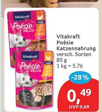 Vitakraft Poésie Katzennahrung versch. Sorten 85 g 1 kg = 5,76